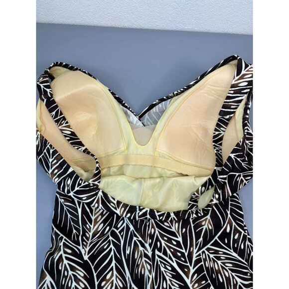 Lands' End women's 18 brown leaf patterned faux wrap one piece swimsuit‎ - Picture 5 of 8